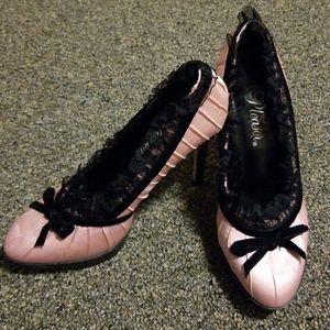 Size 6 Pink Satin Heels, NWT